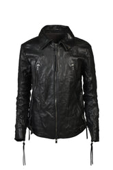HORSE LEATHER DETACHABLE JACKET / BLK
