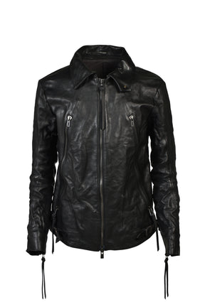 HORSE LEATHER DETACHABLE JACKET / BLK