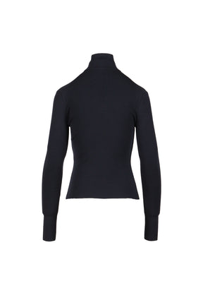 ZIPPED MOCKNECK SWEATER / NVY