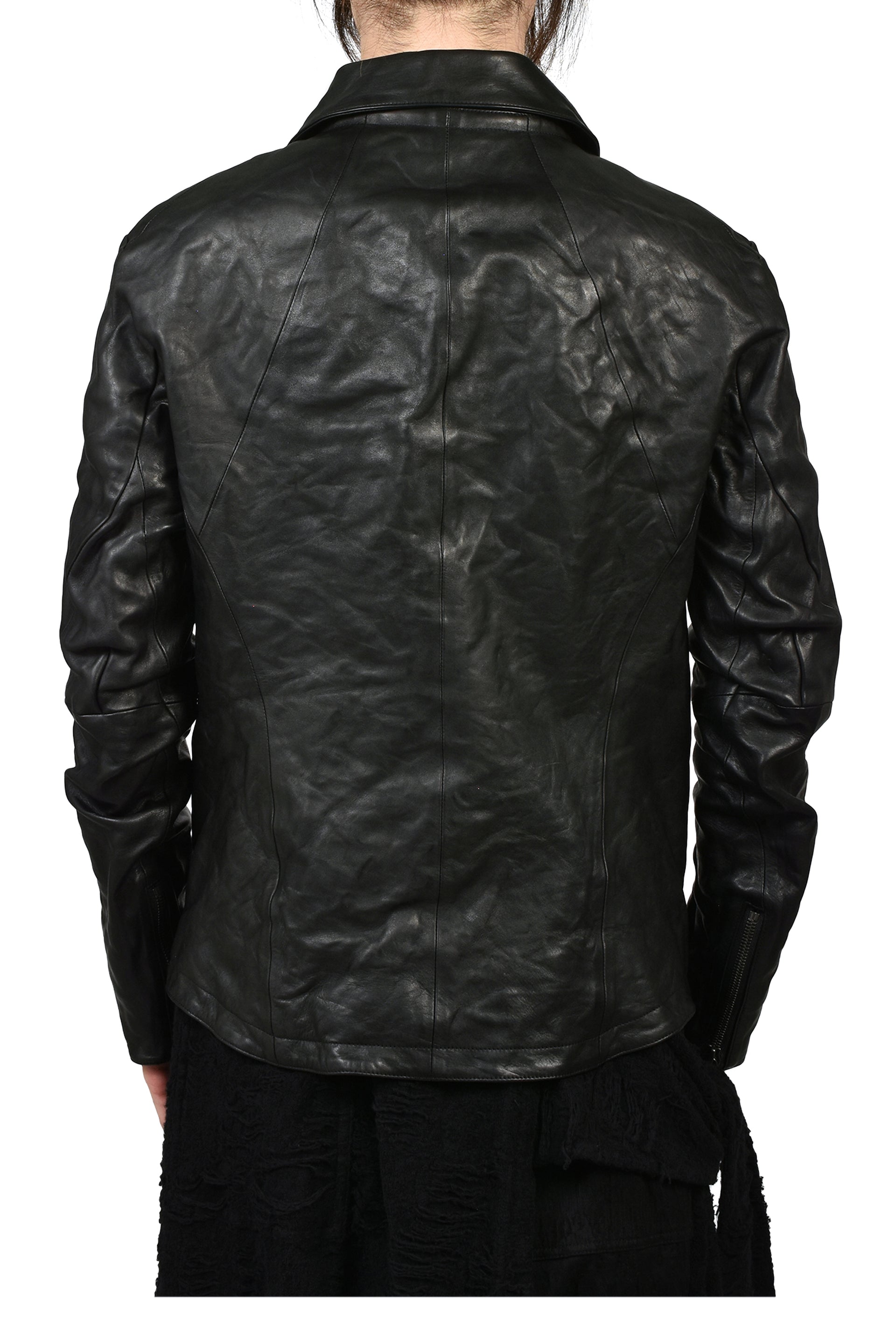 HORSE LEATHER DETACHABLE JACKET / BLK