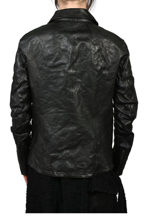 HORSE LEATHER DETACHABLE JACKET / BLK