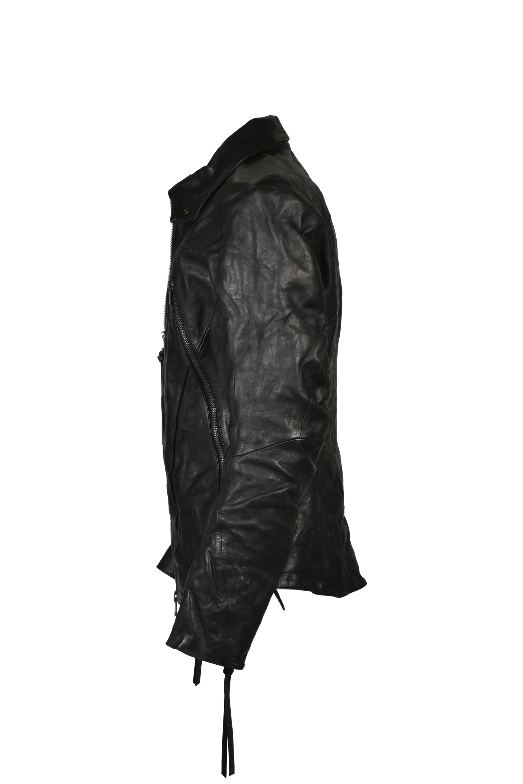 HORSE LEATHER DETACHABLE JACKET / BLK