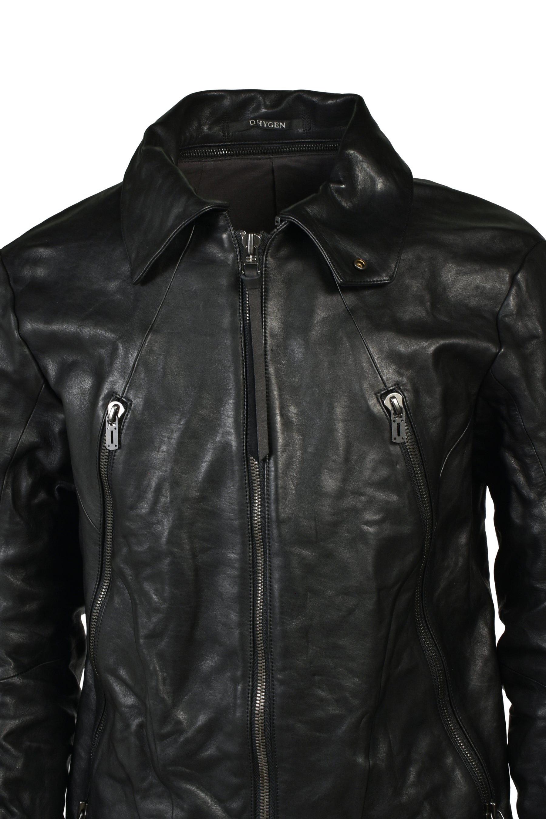 HORSE LEATHER DETACHABLE JACKET / BLK