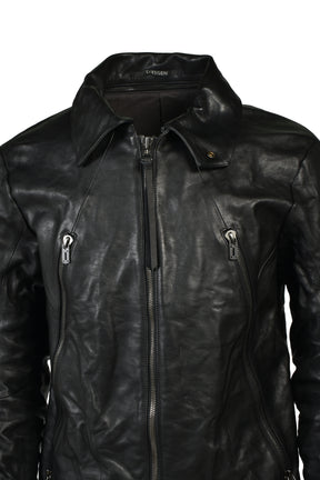 HORSE LEATHER DETACHABLE JACKET / BLK