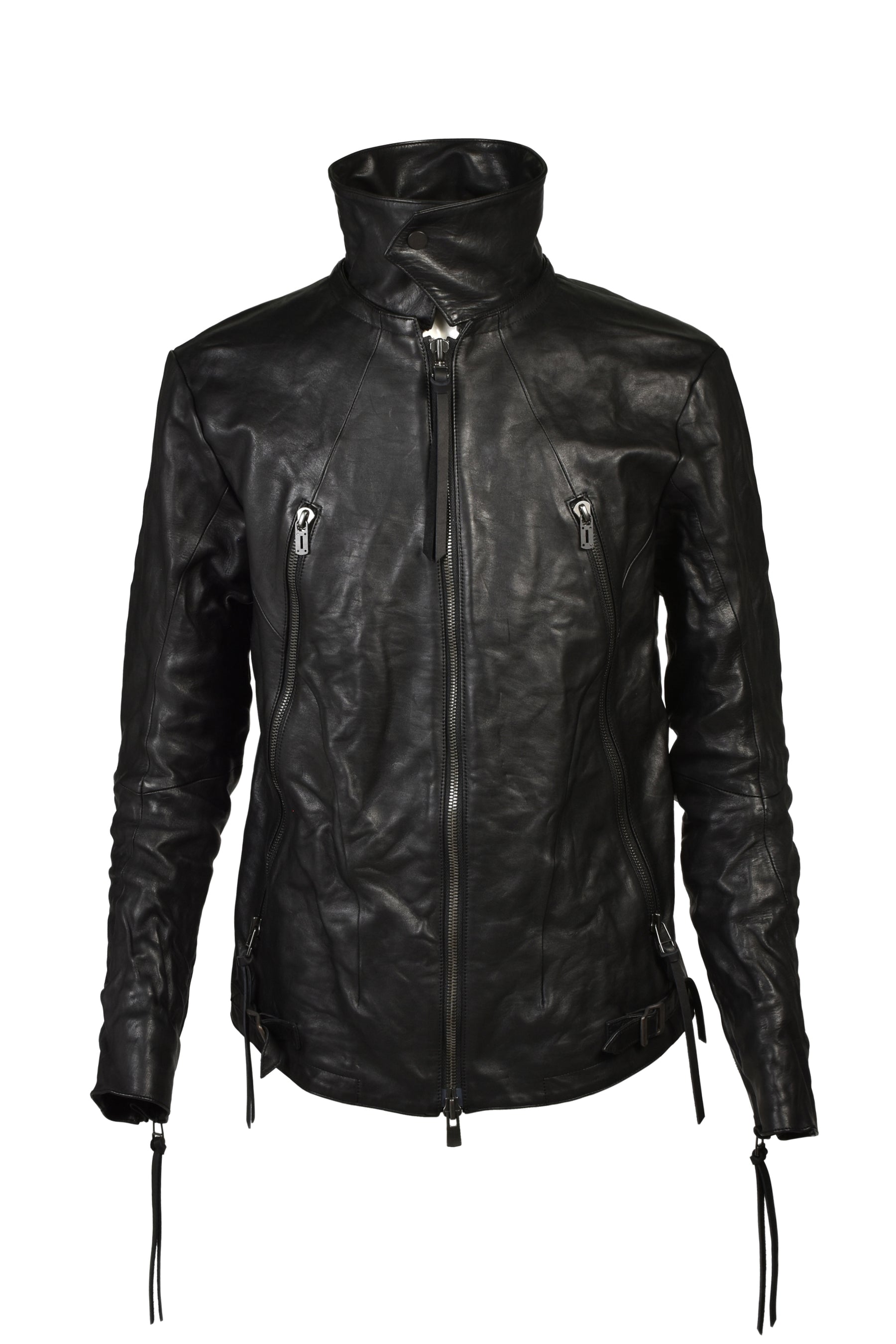 HORSE LEATHER DETACHABLE JACKET / BLK
