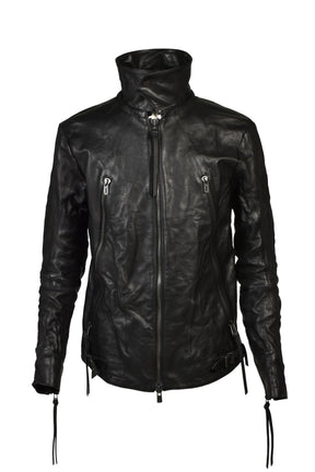 HORSE LEATHER DETACHABLE JACKET / BLK