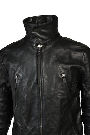 HORSE LEATHER DETACHABLE JACKET / BLK