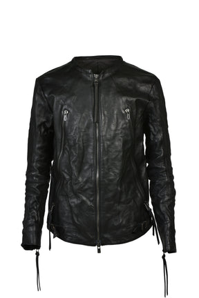 HORSE LEATHER DETACHABLE JACKET / BLK