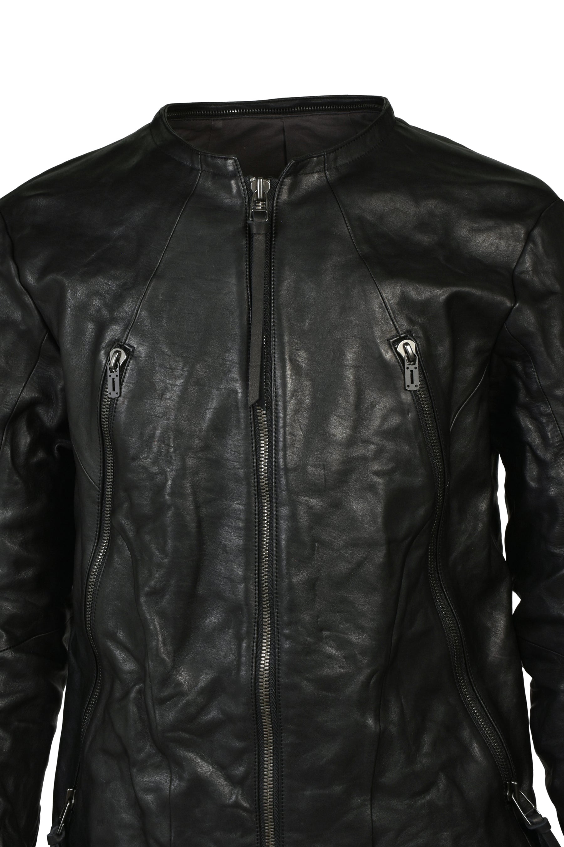 HORSE LEATHER DETACHABLE JACKET / BLK