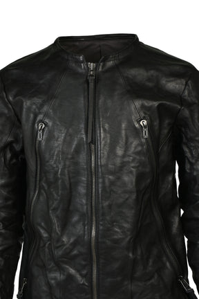 HORSE LEATHER DETACHABLE JACKET / BLK