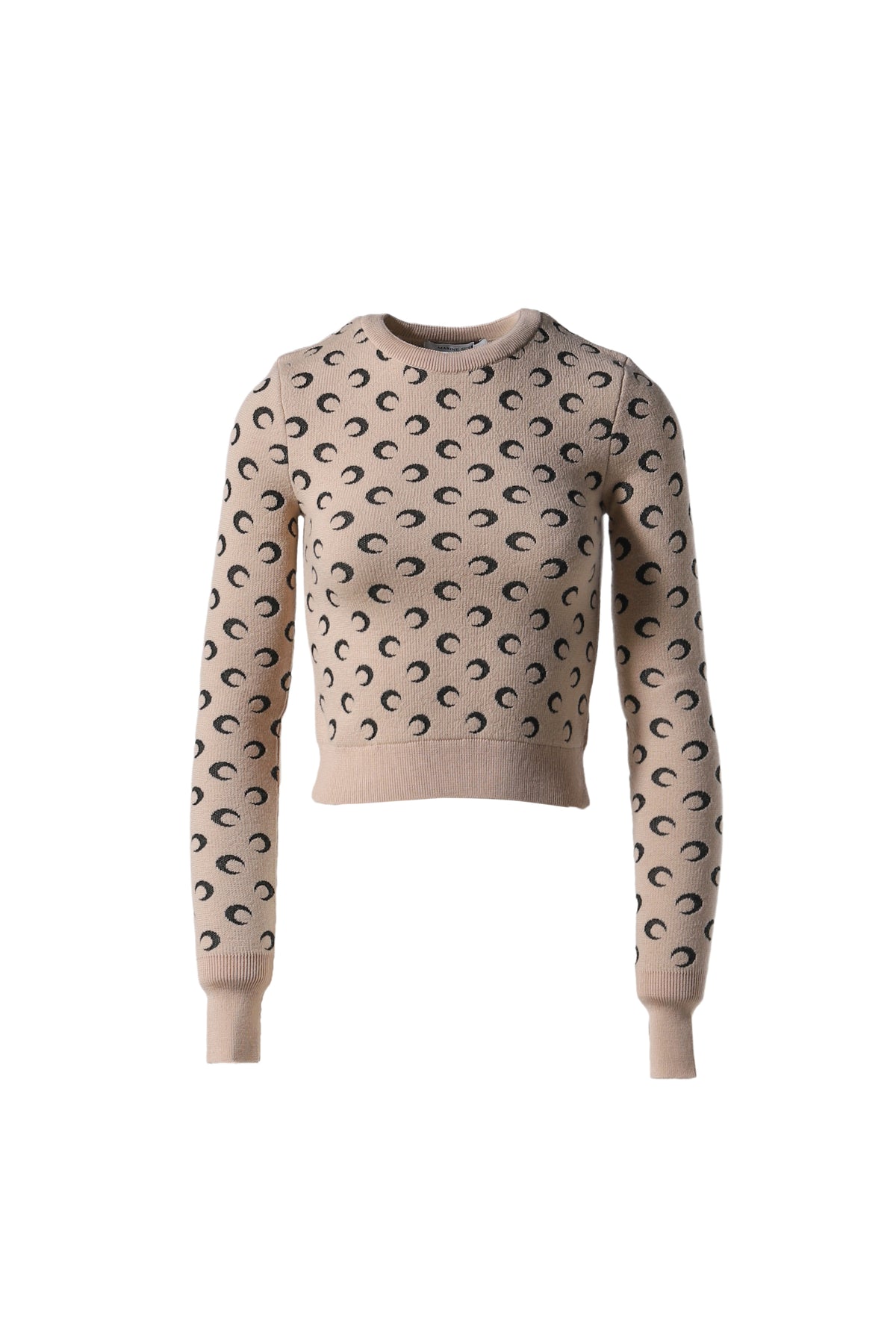 MOON JACQUARD KNIT FITTED SWEATER / TAN