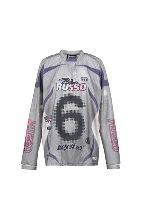 PRINTED LONG SLEEVE SPORTS TOP / GREY