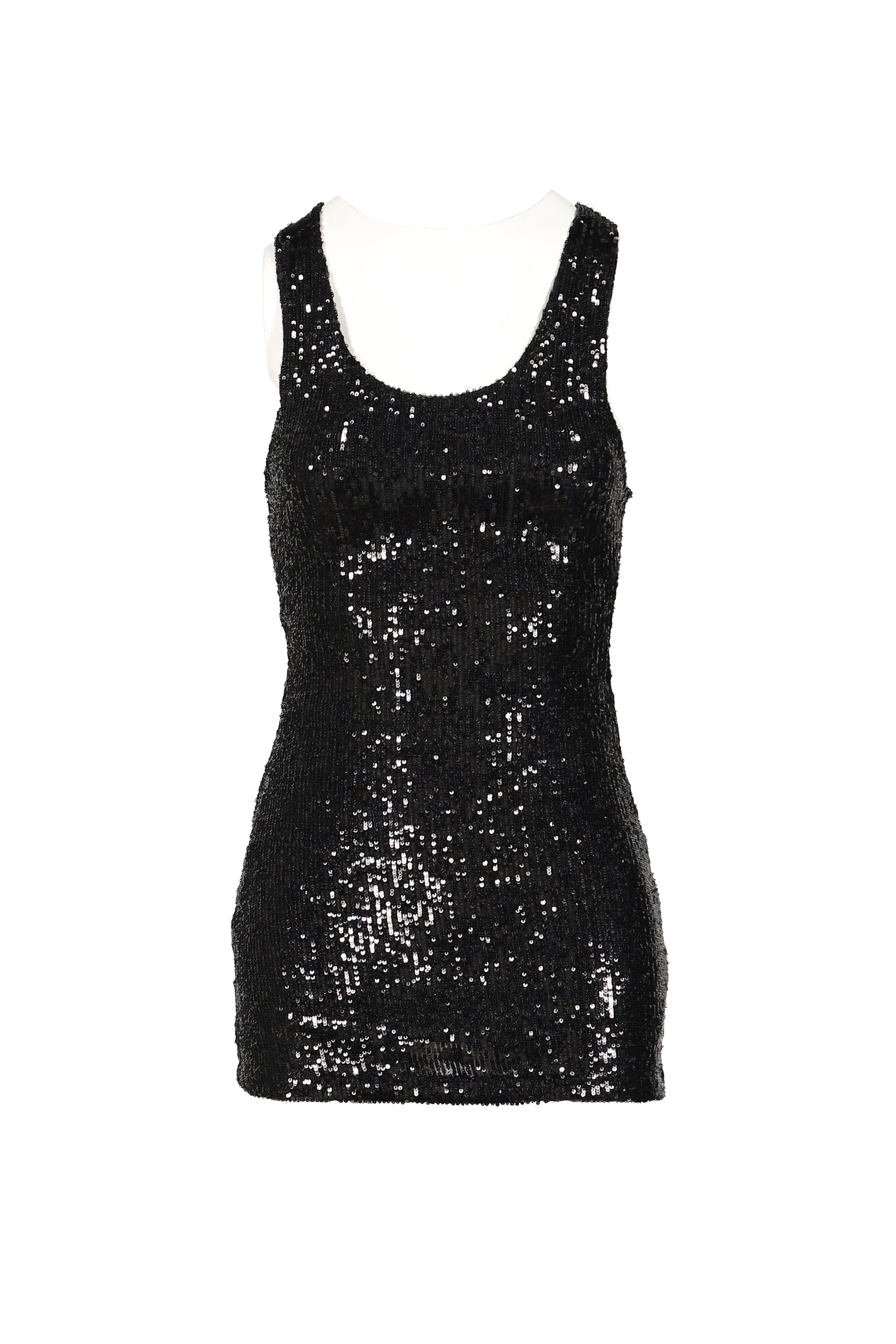 SEQUINED MINI DRESS / BLK