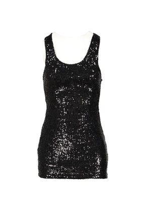 SEQUINED MINI DRESS / BLK