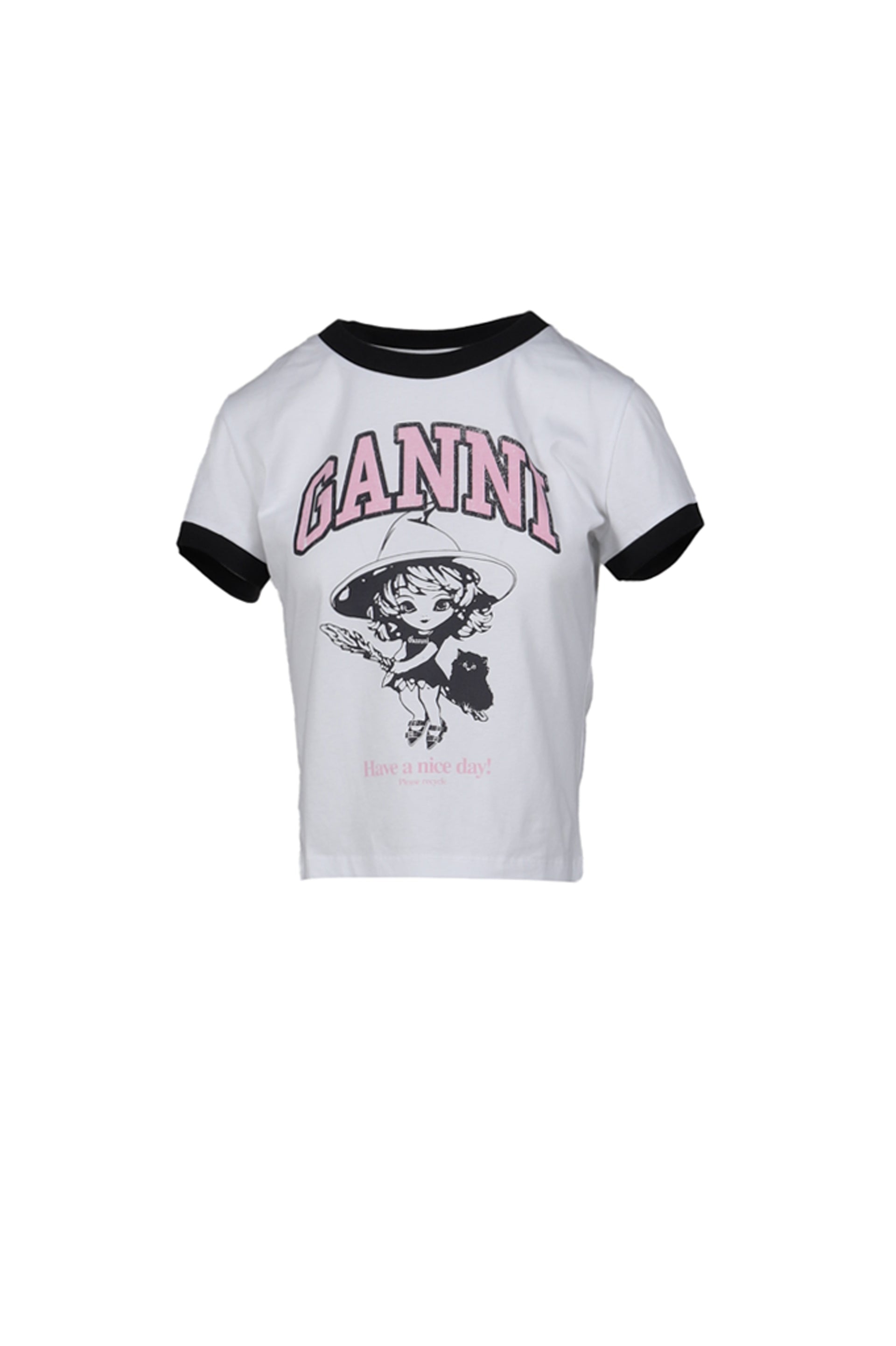 GANNI BASIC JERSEY WITCH SMALL T-SHIRT / BRIGHT WHT
