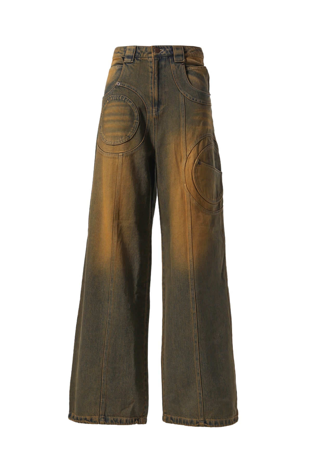 CIRCLE CUT-OUT WIDE PANTS / RUSTED BROWN