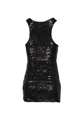 SEQUINED MINI DRESS / BLK