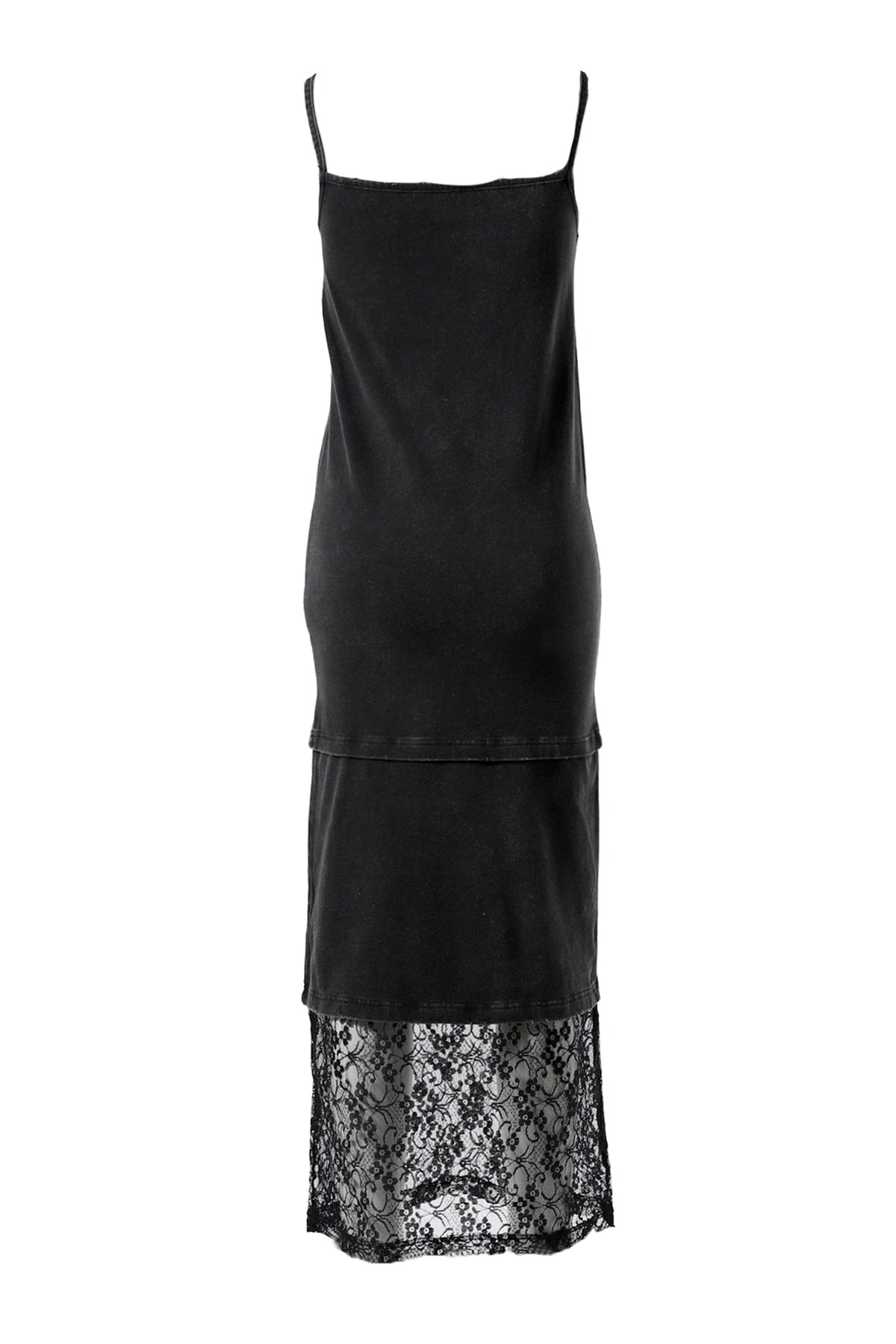 BLACK WOMENS LAYERED SLEEVELESS LONG DRESS / BLK