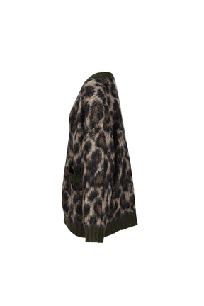 OVERSIZED CARDIGAN / BRW LEOPARD