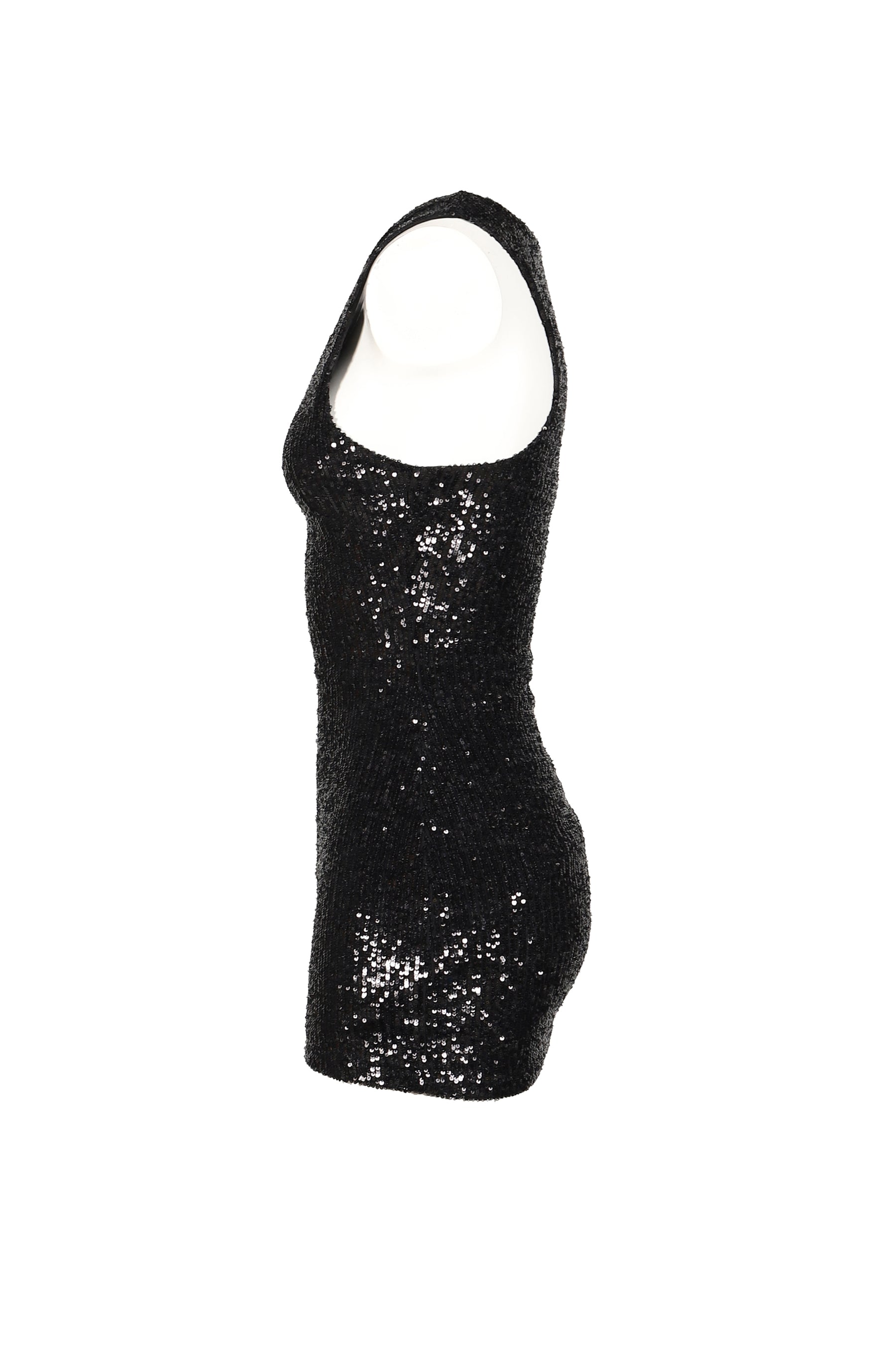 SEQUINED MINI DRESS / BLK