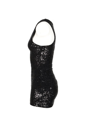 SEQUINED MINI DRESS / BLK