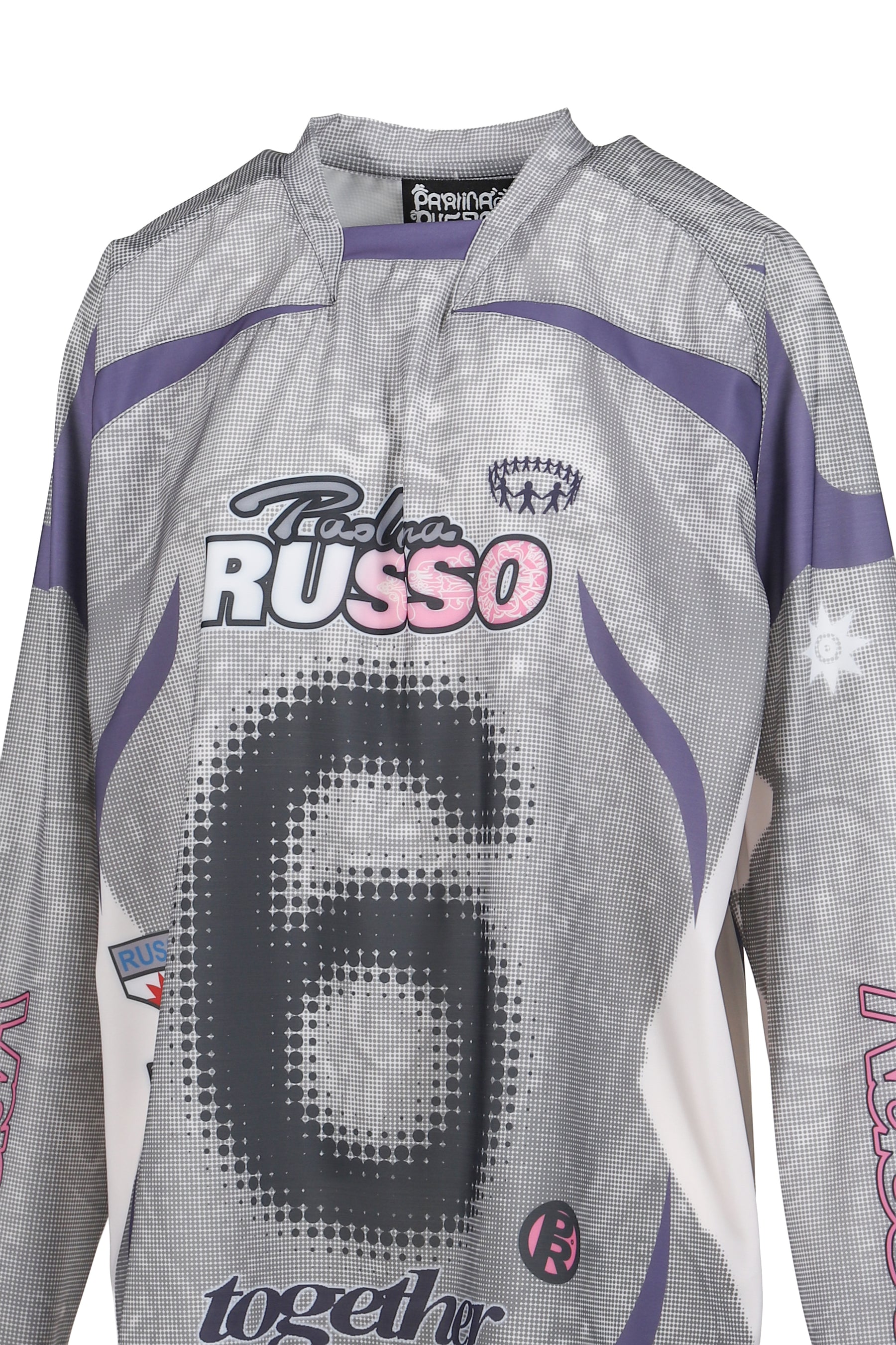 PRINTED LONG SLEEVE SPORTS TOP / GREY