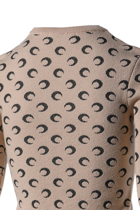 MOON JACQUARD KNIT FITTED SWEATER / TAN