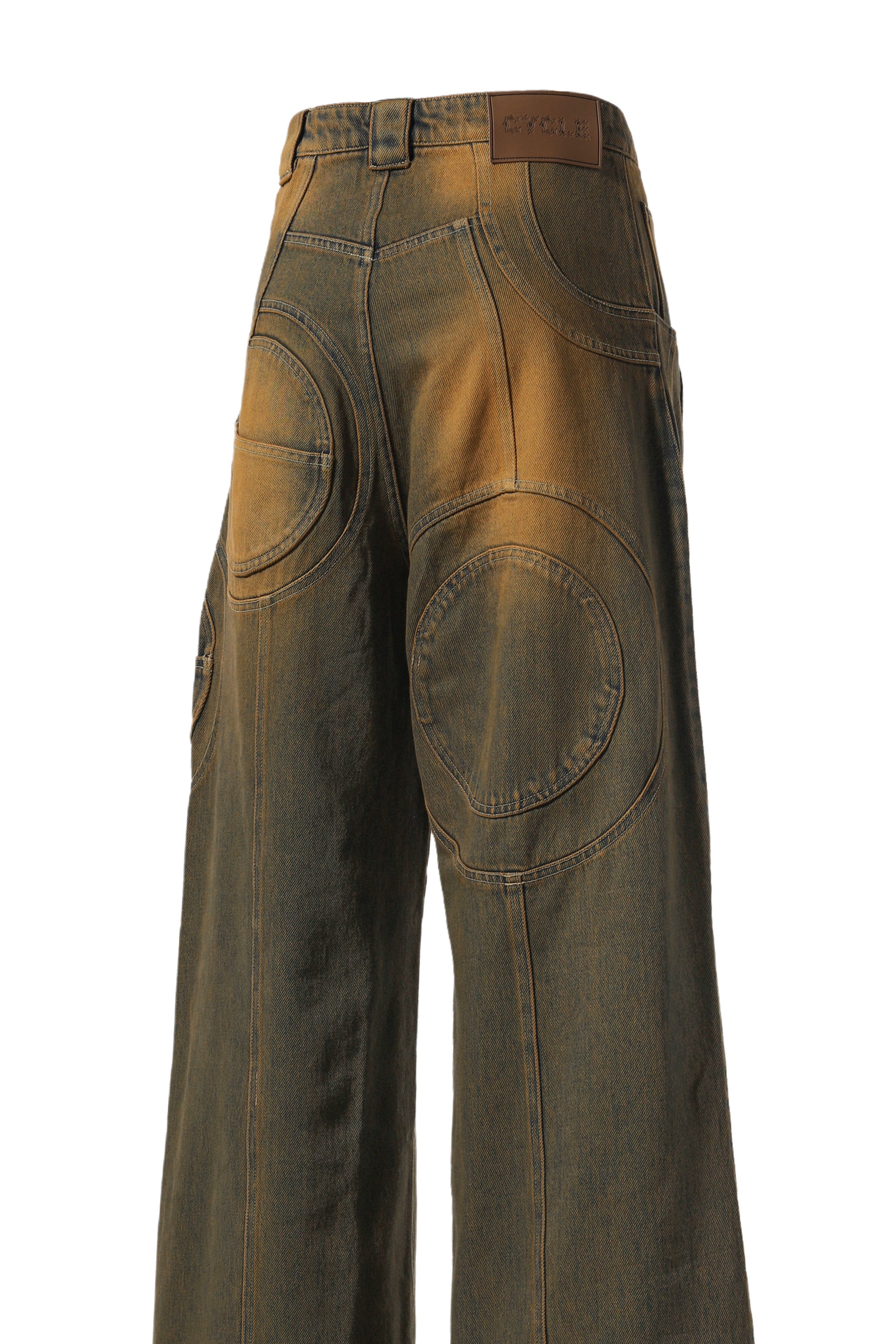 CIRCLE CUT-OUT WIDE PANTS / RUSTED BROWN