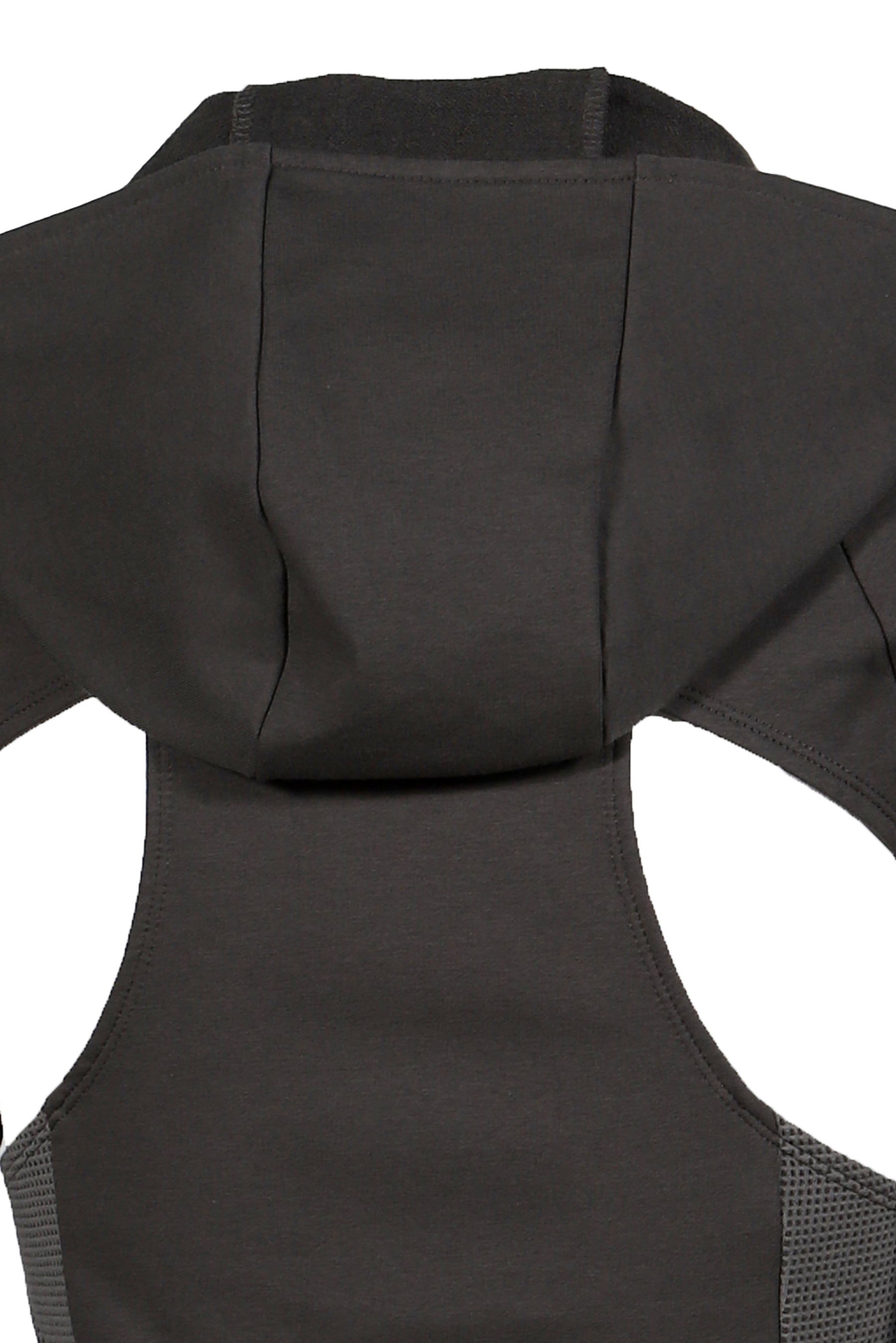 HOODED ASYMMETRIC ZIP TOP / DARK GRY