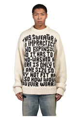 UNISEX TEXT SWEATER KNIT / WHT