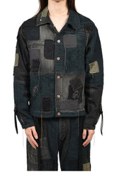 CRUST DAMAGE REPAIR DENIM JACKET / BLK