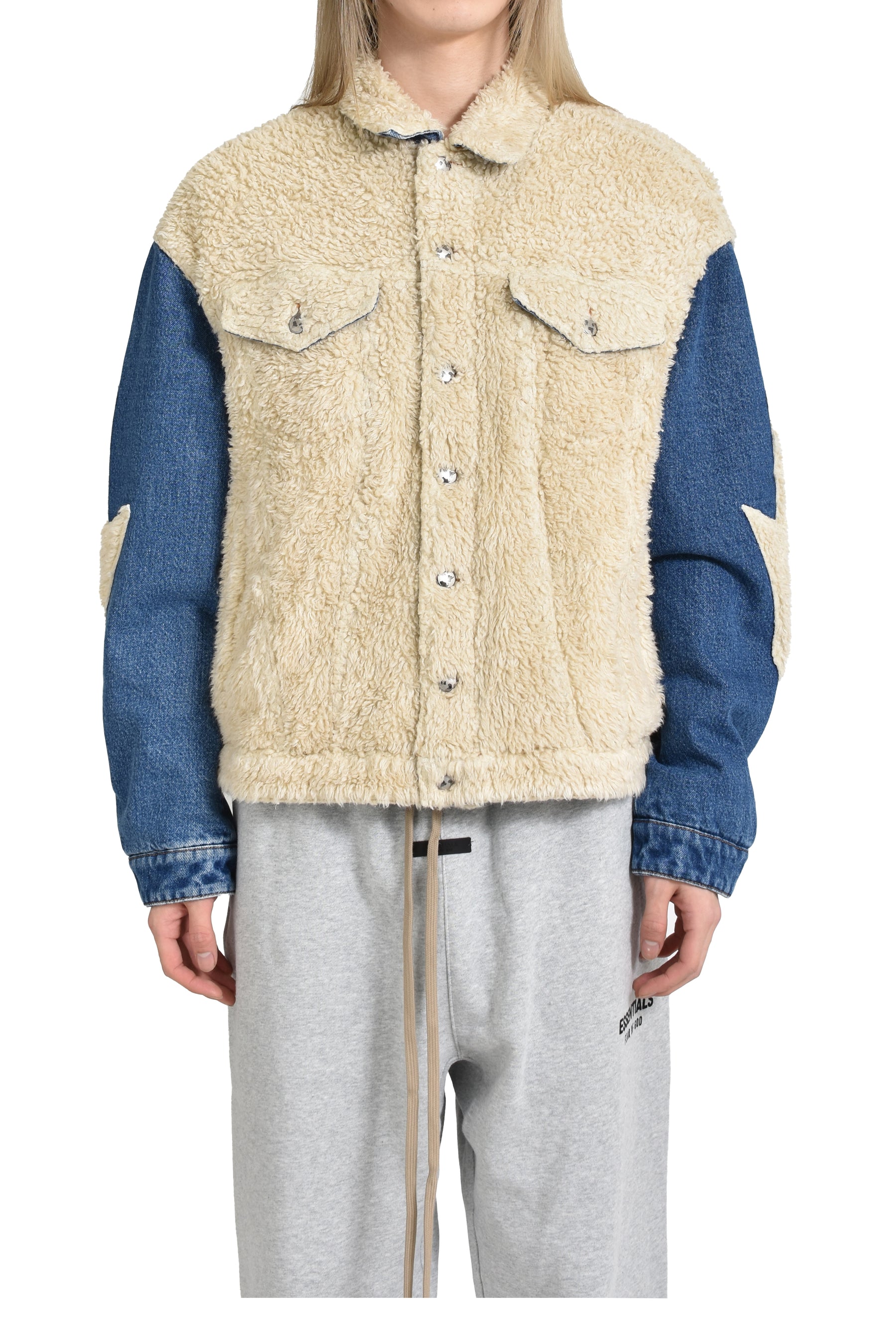 LIGHTNING SHERPA DENIM TRUCKER / STAR WHT