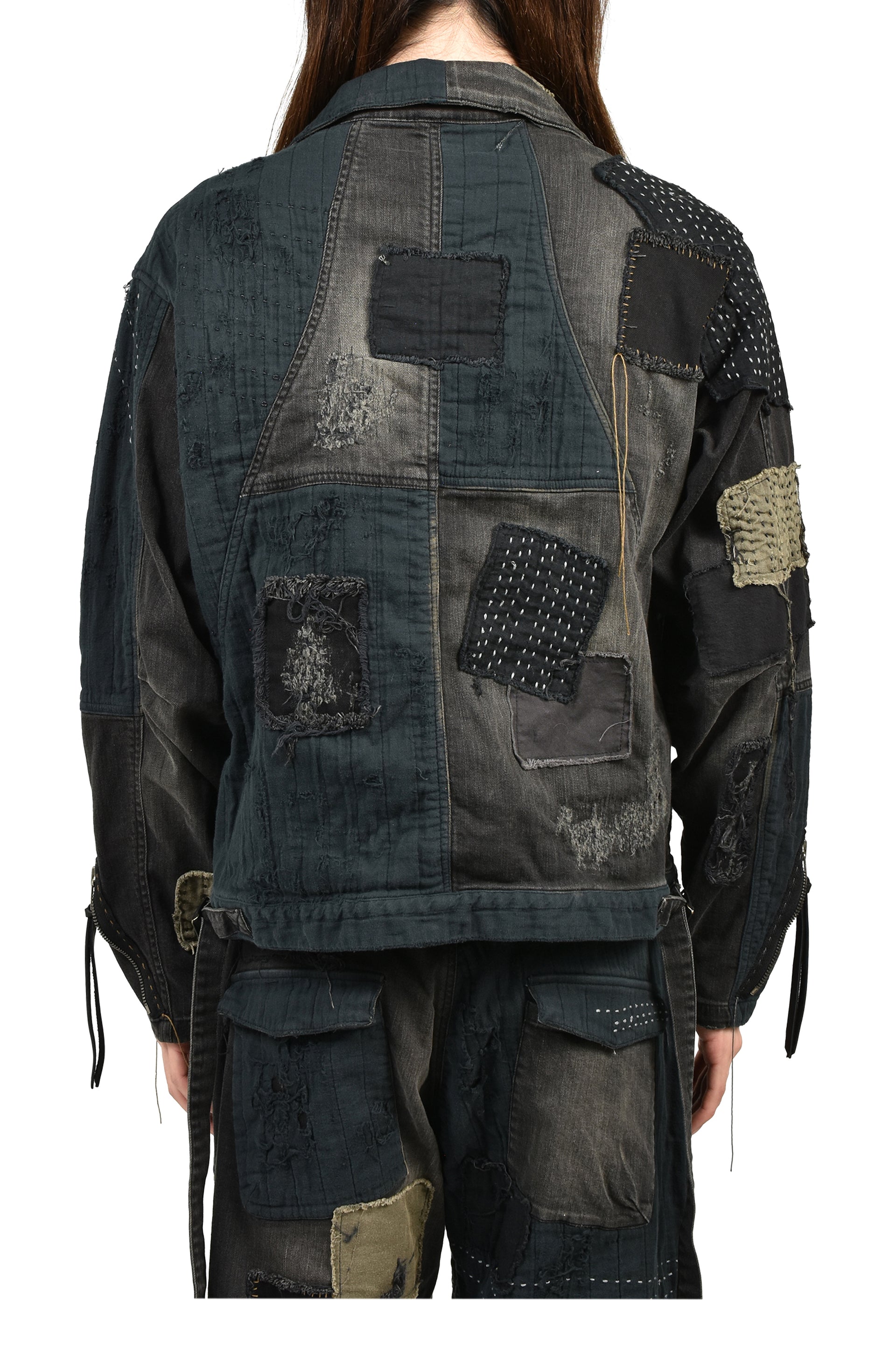 CRUST DAMAGE REPAIR DENIM JACKET / BLK