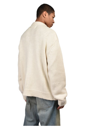 UNISEX TEXT SWEATER KNIT / WHT