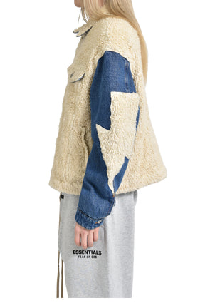 LIGHTNING SHERPA DENIM TRUCKER / STAR WHT