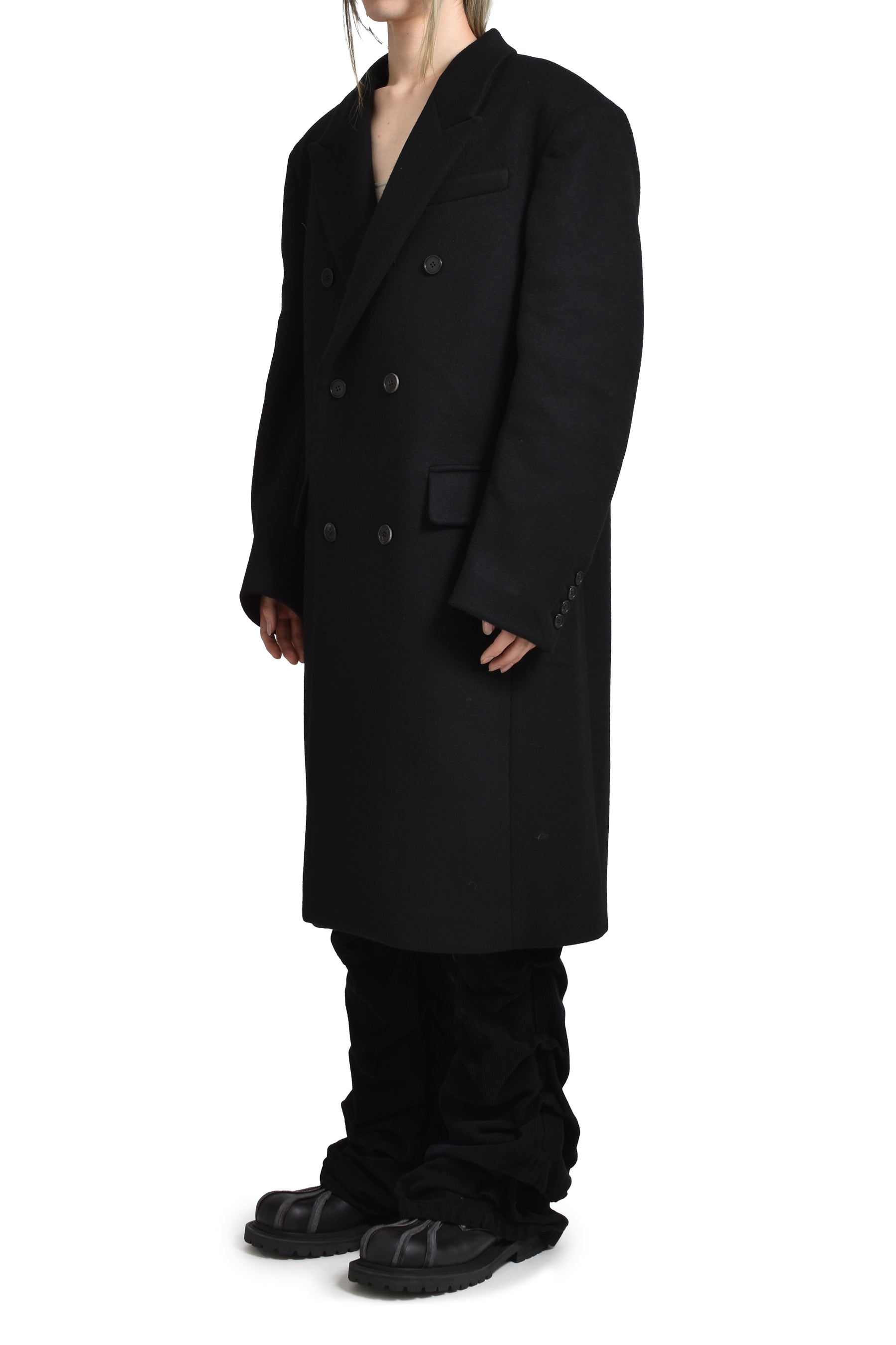 DOUBLE-BREASTED COAT / BLK