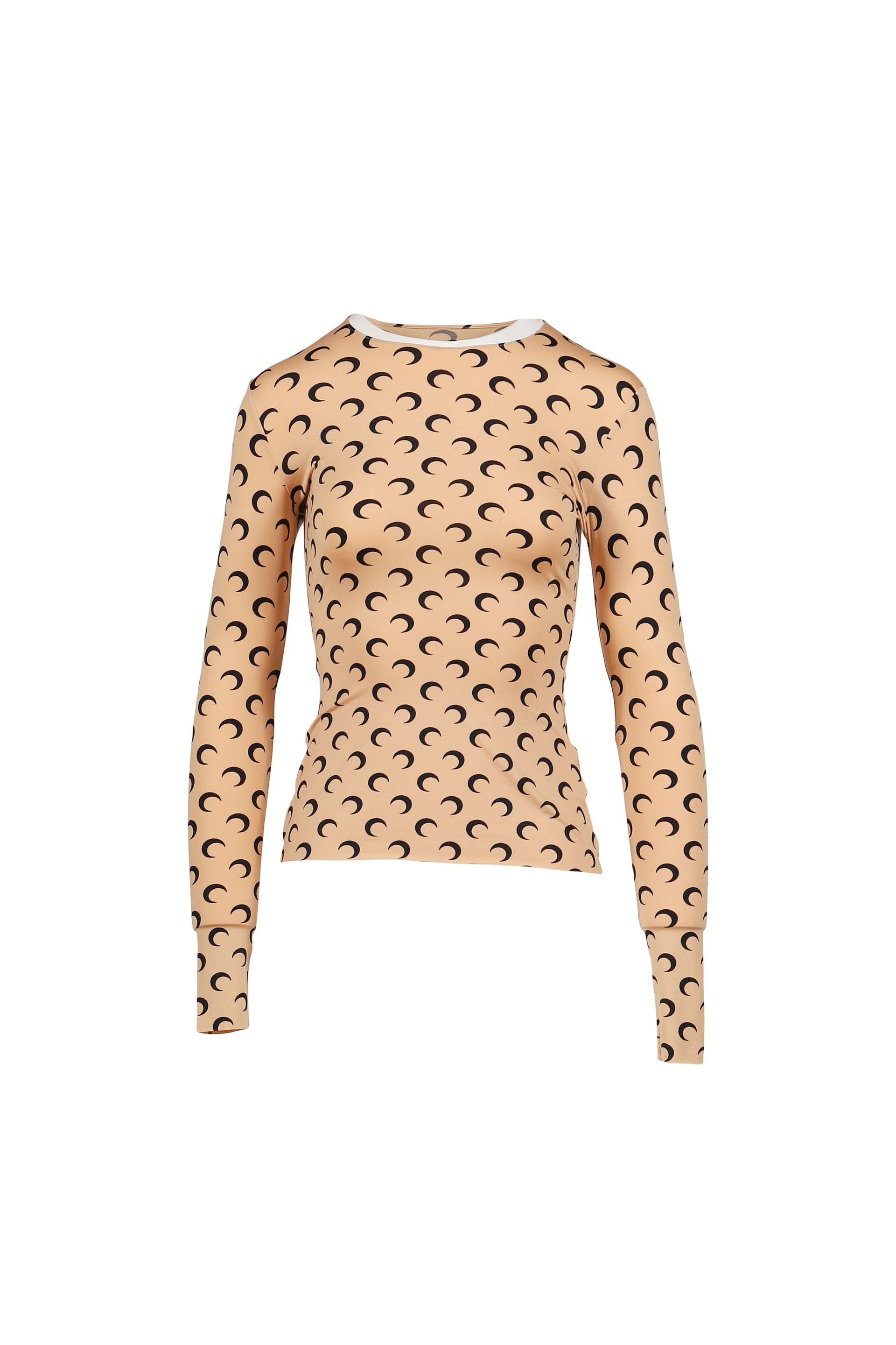 MOON PRINTED JERSEY LS CREWNECK TOP / INVERSE TAN