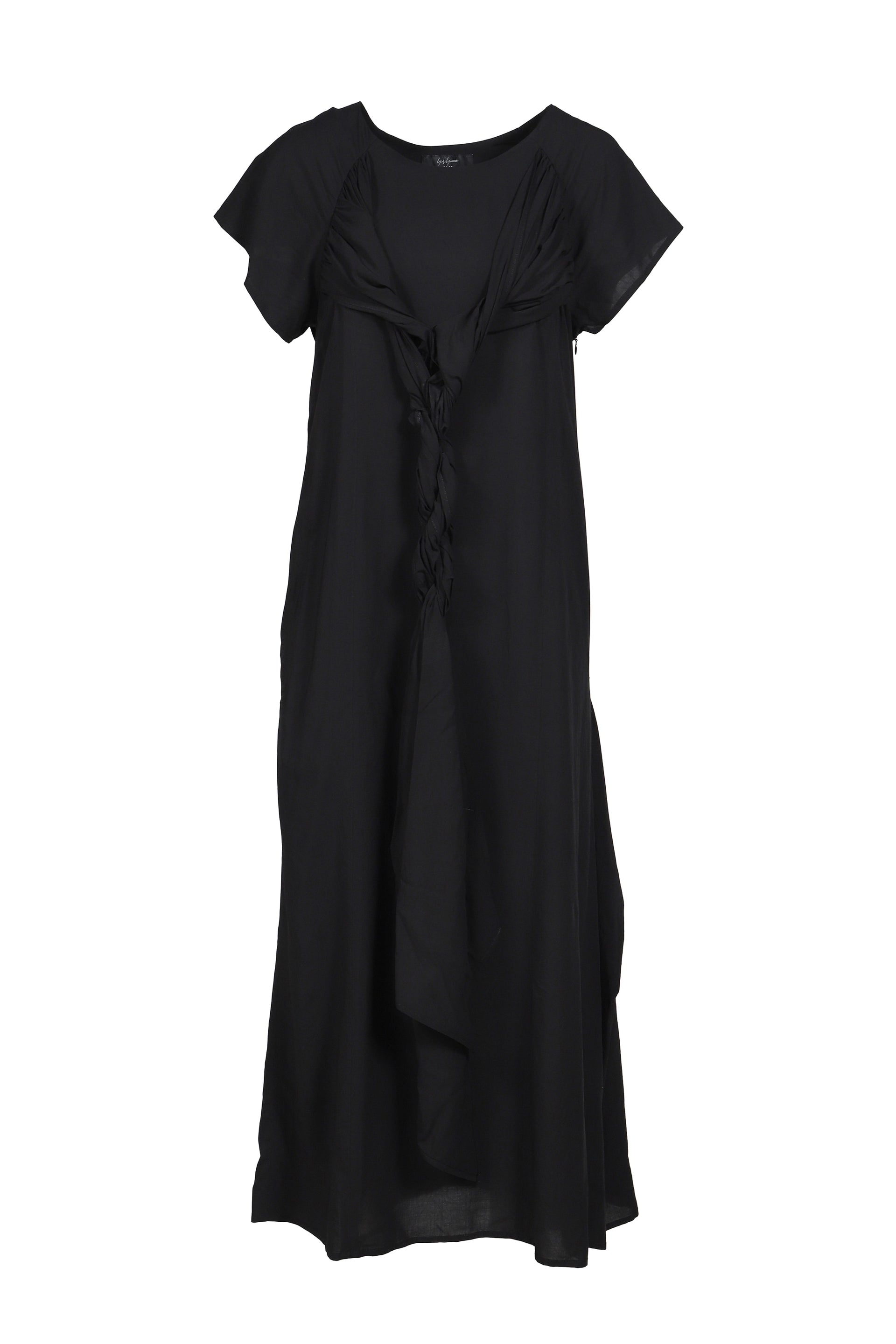 WRINKLED LAWN TWISTED DRESS / BLK