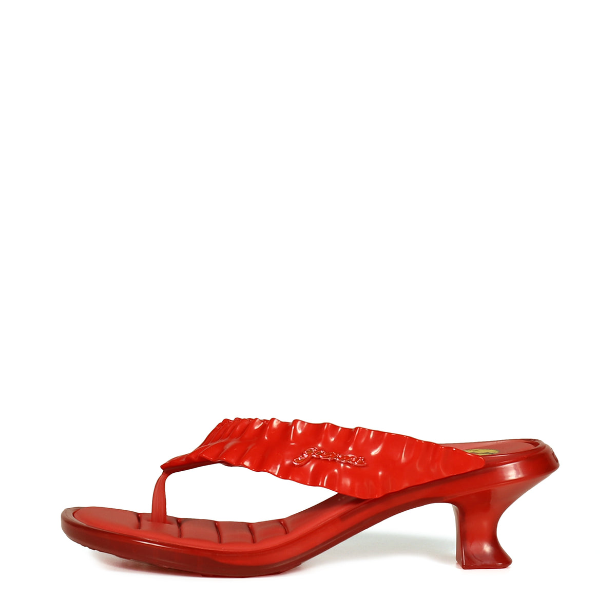 GANNI ガニー FW26 MELISSA THONG KITTEN HEEL / RACING RED - NUBIAN