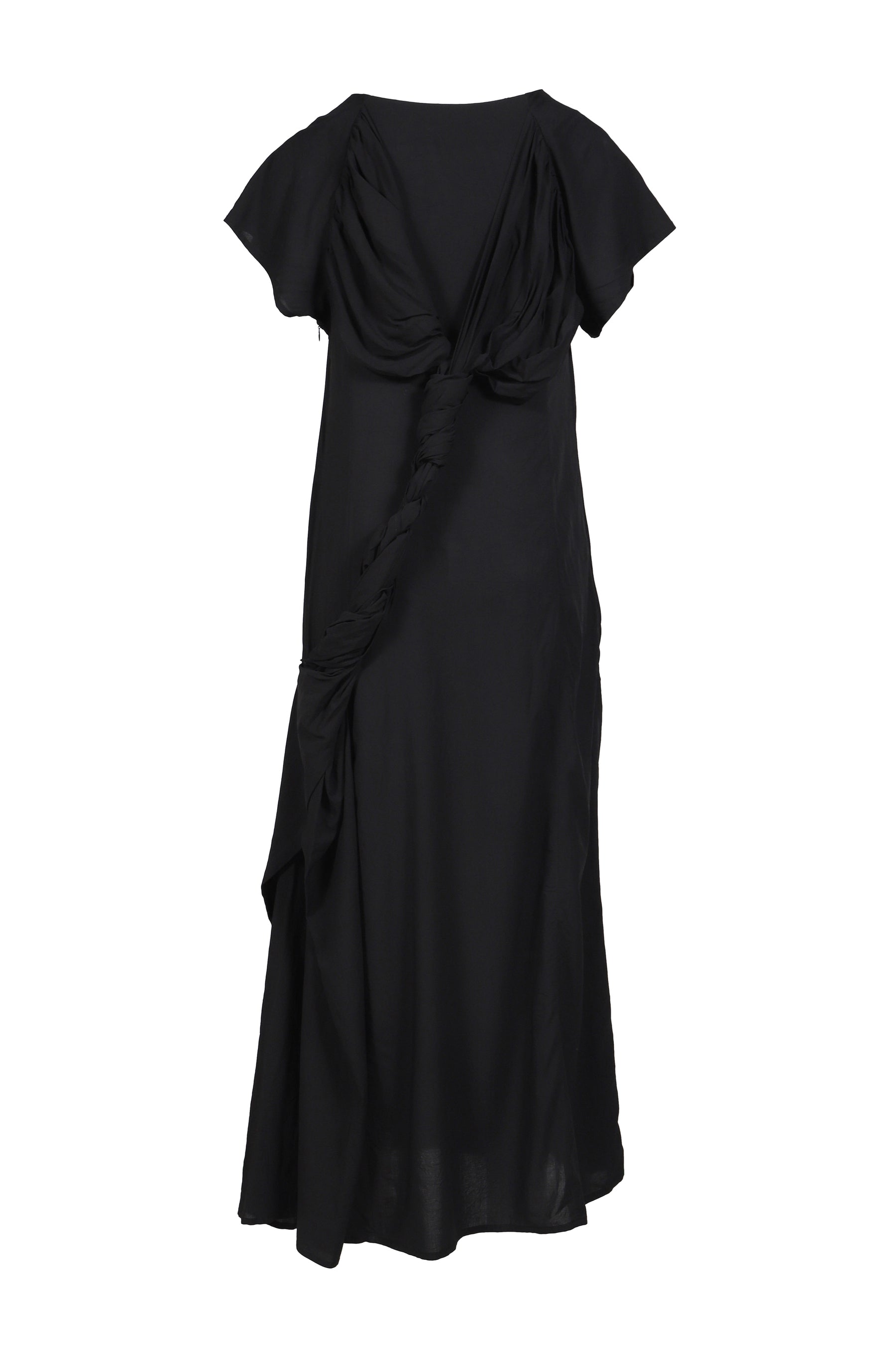 WRINKLED LAWN TWISTED DRESS / BLK
