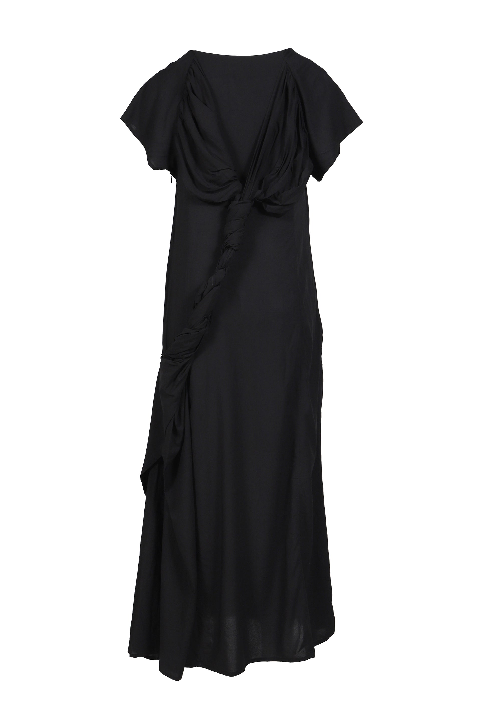 WRINKLED LAWN TWISTED DRESS / BLK