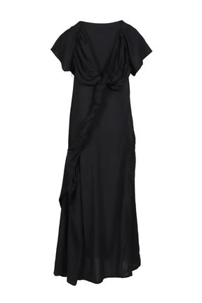 WRINKLED LAWN TWISTED DRESS / BLK