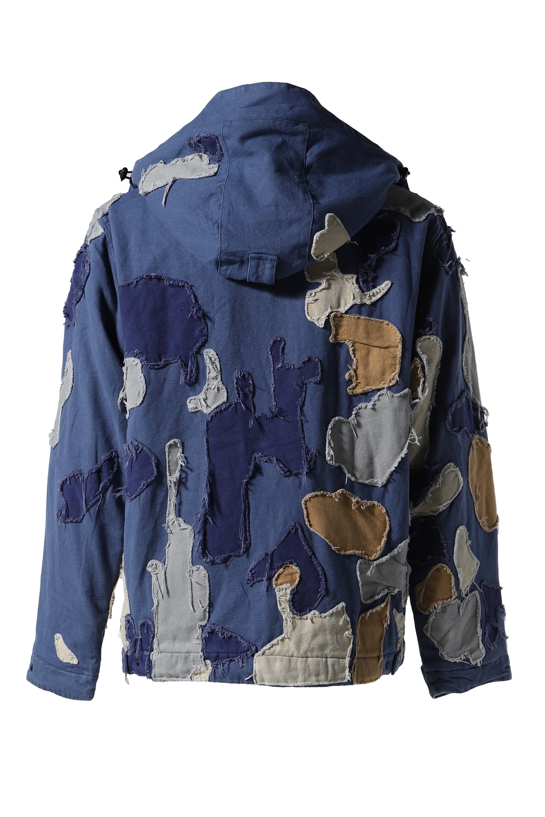 PATCHWORK CANVAS ZIP UP JACKET / BLU