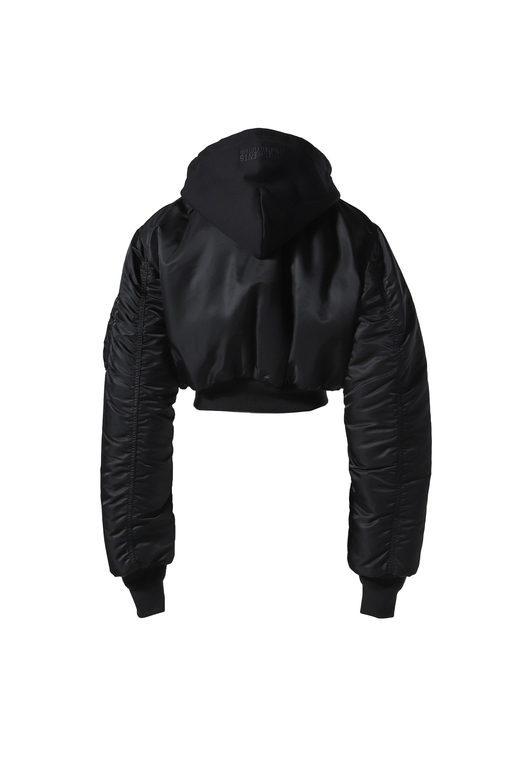 FITTED HOODED BOMBER JACKET / BLACK