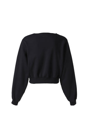 HEAVY FlEECE CROPPED CREWNECK / BLK