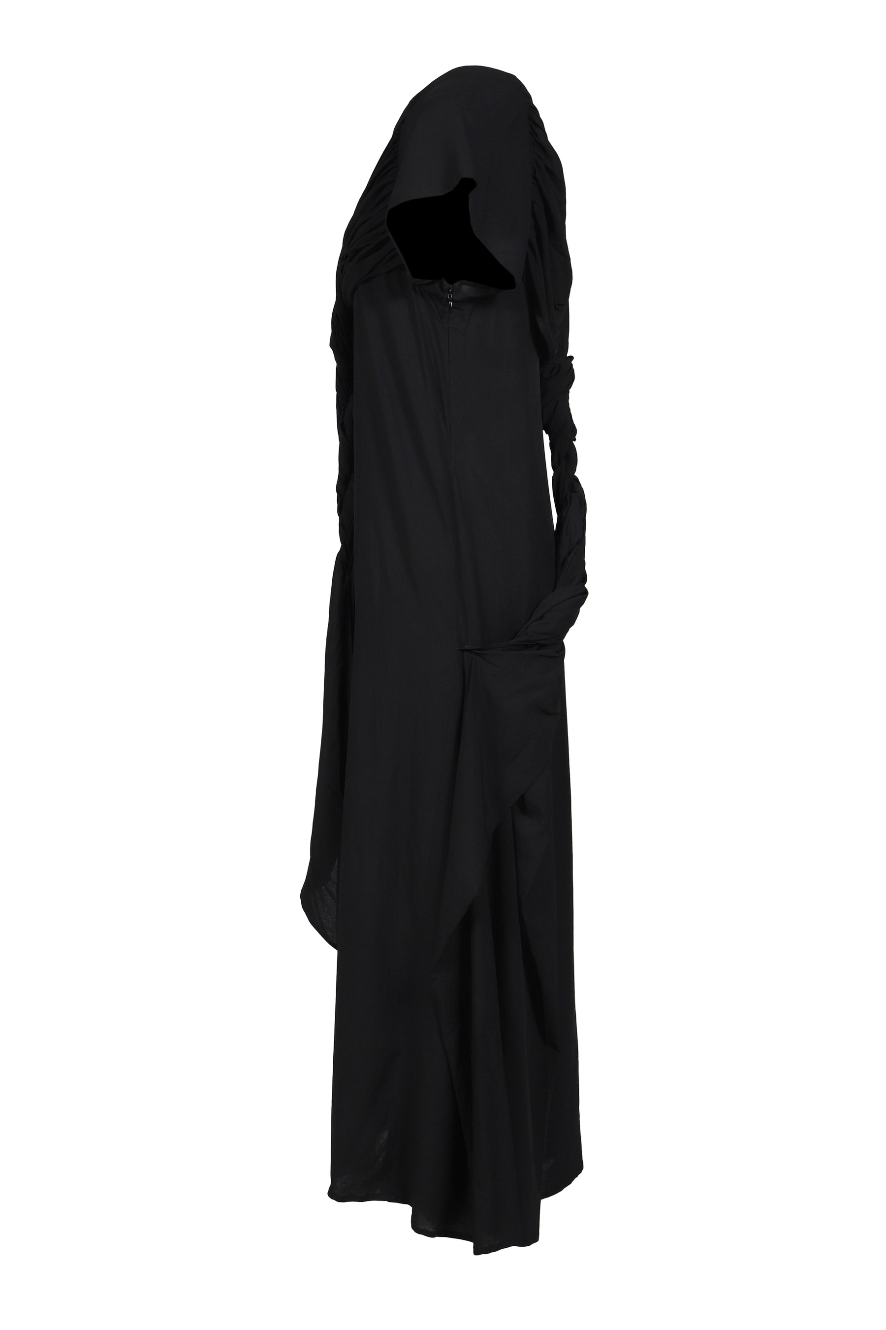 WRINKLED LAWN TWISTED DRESS / BLK