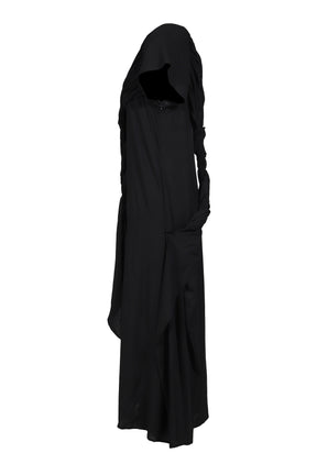 WRINKLED LAWN TWISTED DRESS / BLK