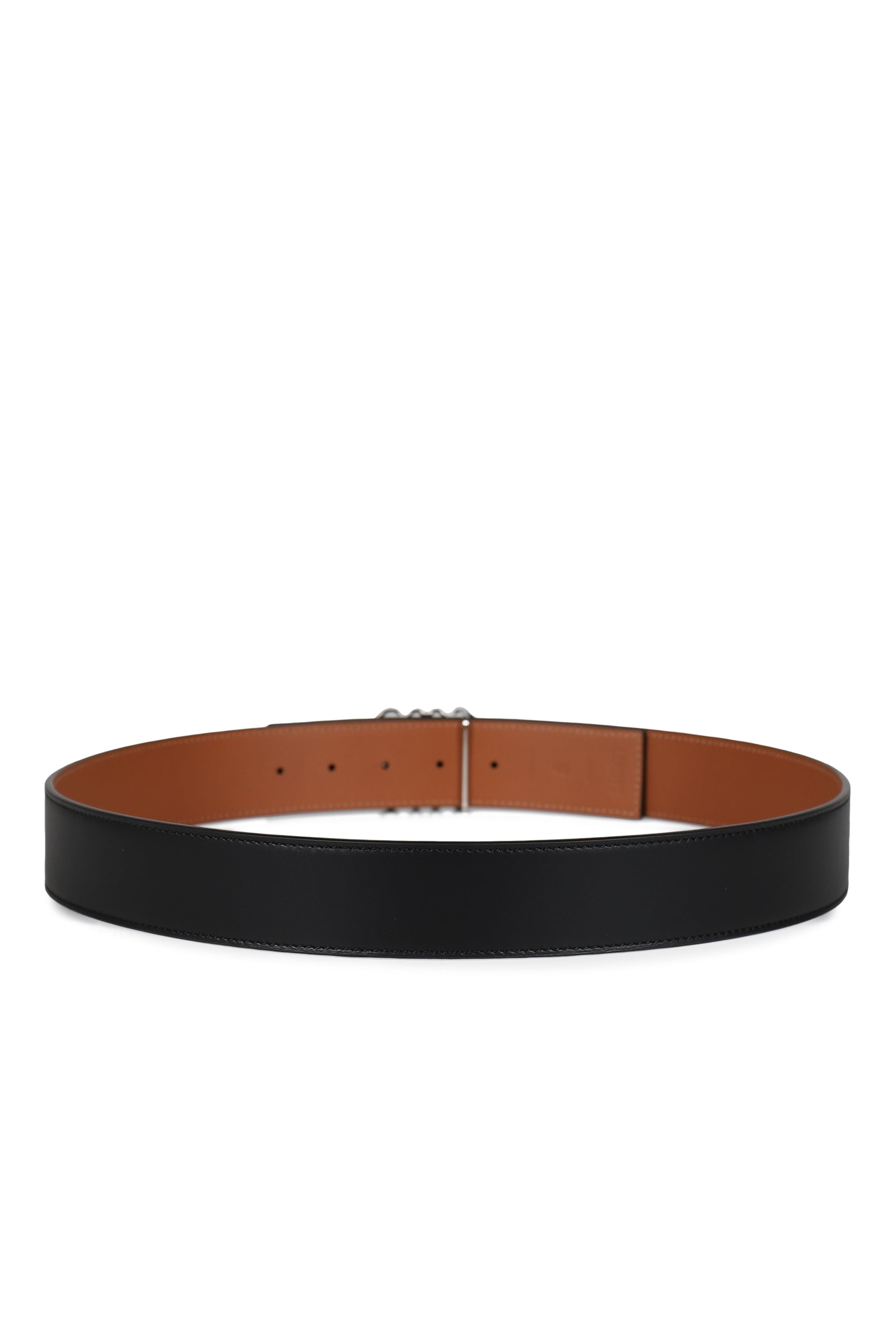 ANAGRAM REVERSIBLE 4CM BELT / BLK TAN PALLADIUM