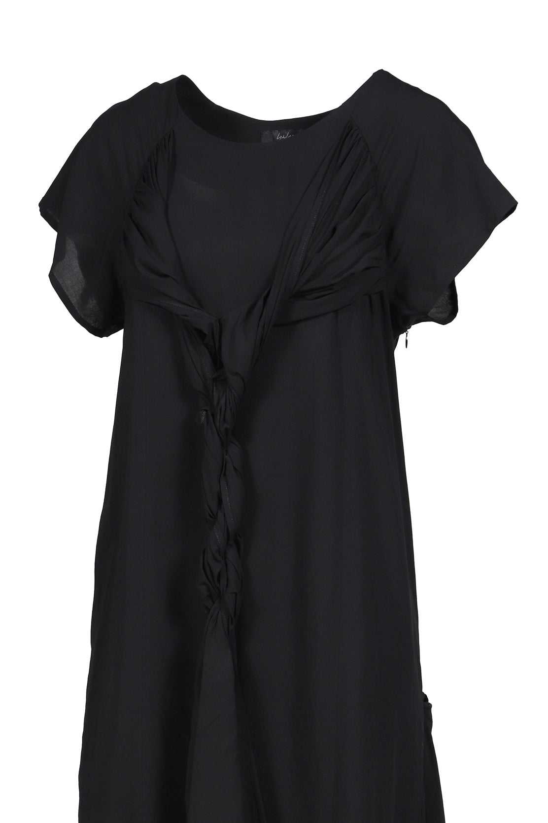 WRINKLED LAWN TWISTED DRESS / BLK