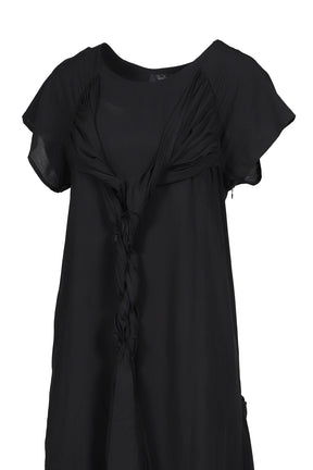 WRINKLED LAWN TWISTED DRESS / BLK